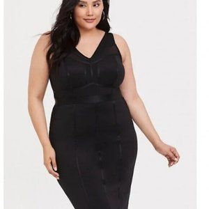 Torrid Black Scuba Mesh Bodycon Dress Size 2X - New Without Tags